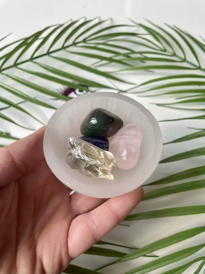 Selenite round bowl - small, held in the hand